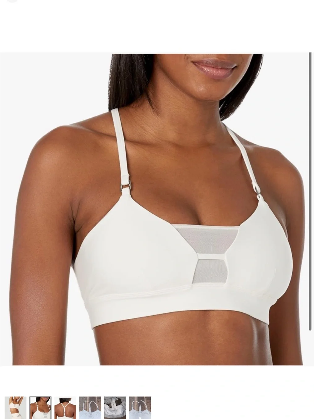 ALO Yoga Ivory Mesh-Detail Sports Bra